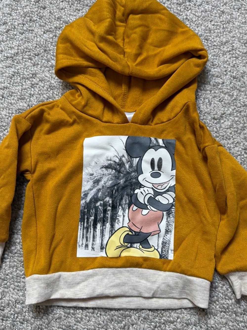 Disney Mustard Yellow Kids Hoodie with Mickey Print